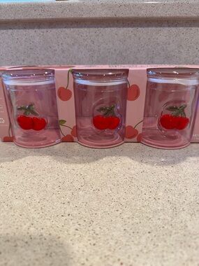 Pink Cherry Glass Food Storage Jars with Lids